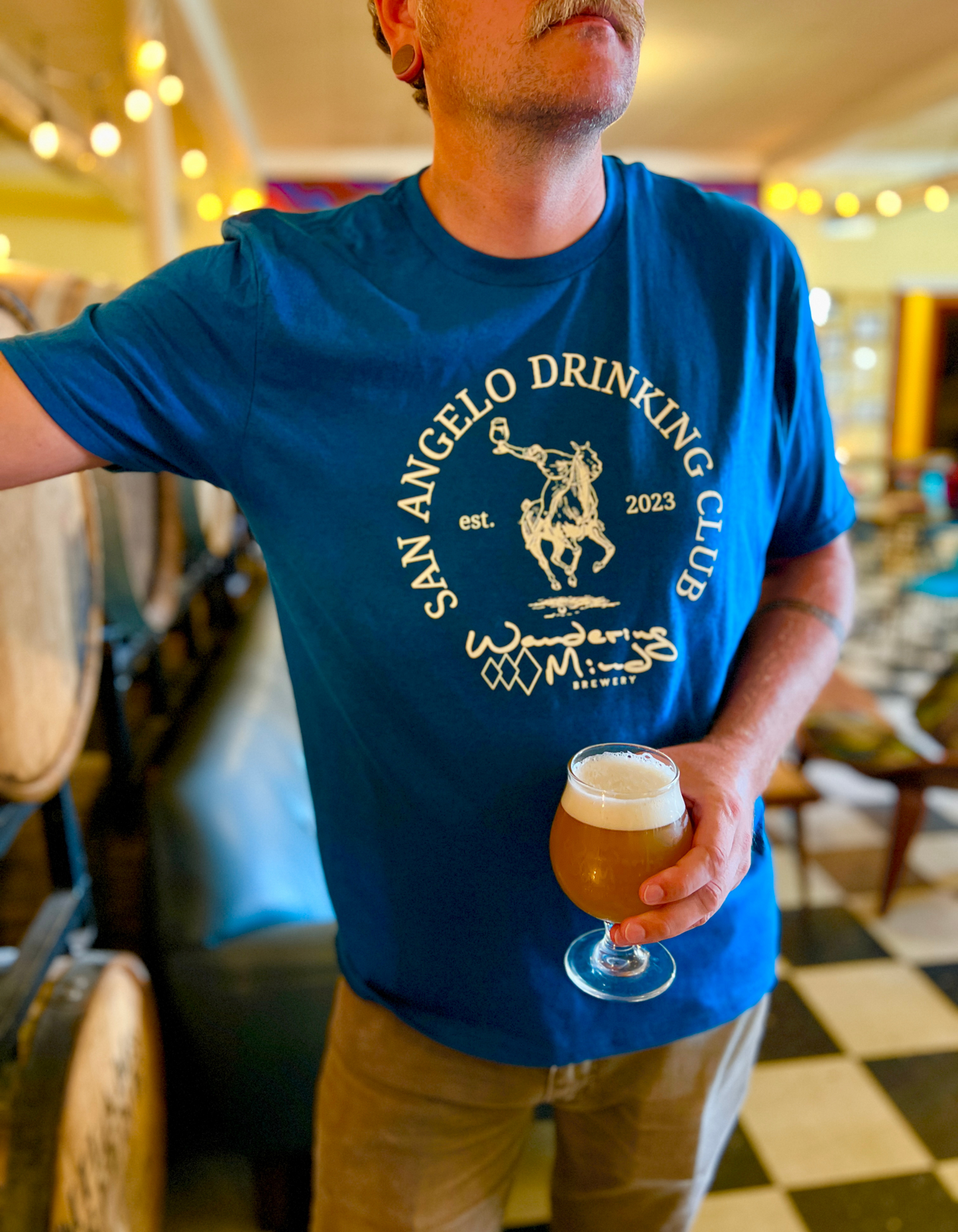 San Angelo Drinking Club T-Shirt - Deep Turquoise Fleck